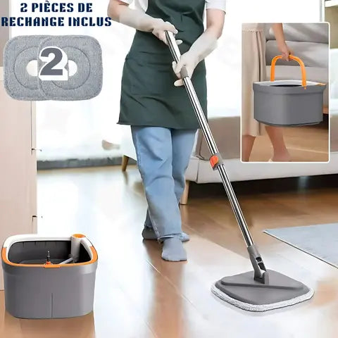 Balai Serpillère Rotatif 360° Seau Séparateur | Grey-SmartClean™