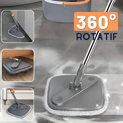 Balai Serpillère Rotatif 360° Seau Séparateur | Grey-SmartClean™