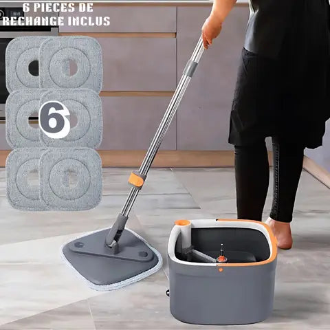 Balai Serpillère Rotatif 360° Seau Séparateur | Grey-SmartClean™