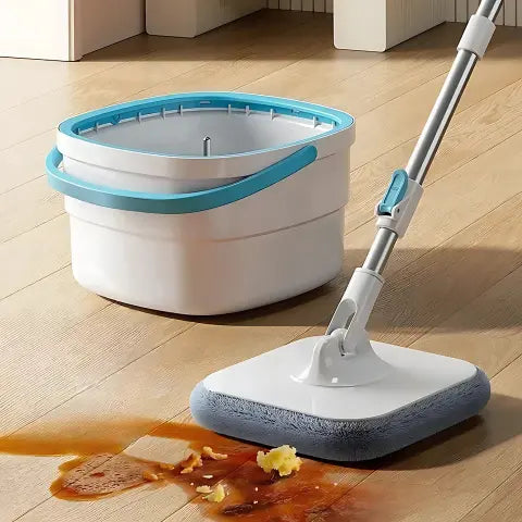 Balai Serpillère QuickClean - Tête Rotative 360° Pour Nettoyer Sols, Murs, Plafonds & Recoins | Manche Extensible 1m30 | Microfibre Absorbante
