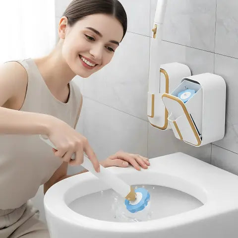 Brosse wc JetPro blanc femme suriante